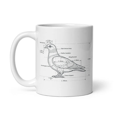 Pigeon Blueprint Mug Gift for Nature Lovers from Nicky Digital